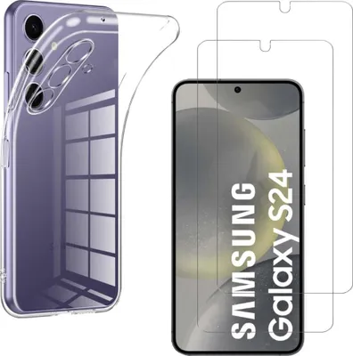 Image de Housse pour Samsung Galaxy S24 avec 2 films de protection d'écran en verre trempé Phonillico®