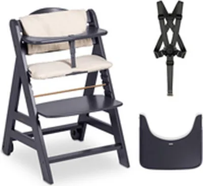 Produktbild von Hauck Beta+, Traditioneller Hochstuhl, Gepolsterter Sitz, Schwarz, Einfarbig, 5-Punkt, 90 kg