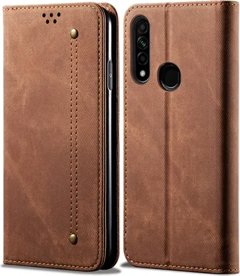 Produktbild von OPPO A31 Hülle, LaimTop Denim Leder Brieftasche Magnetverschluss Flip Bookstyle Schutzhülle mit Standfunktion für OPPO A8 / A31 OPPO A8 / A31 Braun