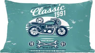 Produktbild von MuchoWow® Zierkissen Sofakissen Wohnzimmer Dekokissen 60x40 cm Motorrad - Werkzeuge - Retro - Kopfkissen - Polster mit Foto
