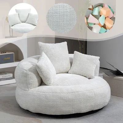 Image de Sweiko : Canapé paresseux, fauteuil relax durable et confortable, avec un dossier haut, en forme de sac de siège, idéal pour adultes et enfants, pour une utilisation intérieure et extérieure. Fauteuil unique pour jeux vidéo, parfait pour une chambre ou un bureau (en chenille beige)