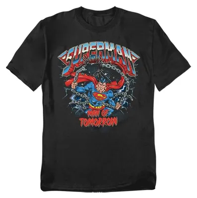 Image de T-shirt Superman - "Rock Band" pour hommes/femmes, coupe unie, en coton ring-spun, modèle TV38741 (Taille S) (Noir)