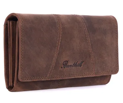 Produktbild von Benthill Portemonnaie Damen Leder - Hochwertige weiche Vintage EchtLeder Damen Geldbörse mit RFID Schutz - Grosse Damenbörse lang - Frauen Portmonee inkl. Geschenkbox