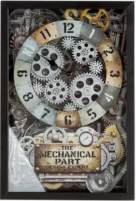 Image de Horloge murale Gilde, rectangulaire, style steampunk, motif d'engrenages, verre, métal, noir, champagne, argenté. Lot de 1.
Hauteur : 40,50 cm
Largeur : 27,50 cm
Profondeur : 6,00 cm
46426