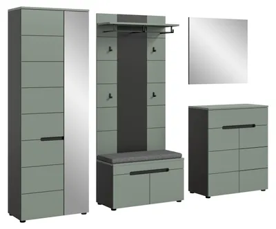 Image de Canu ensemble d'armoires de rangement C1 incl. coussin vert poussiéreux, gris foncé.