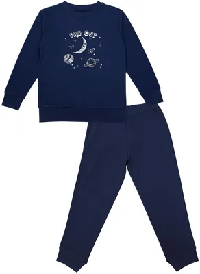 Produktbild von TupTam Kinder Jungen Pyjama Schlafanzug Set Langarm Nachtwäsche 2-teilig, Farbe: Planeten , Größe: 134