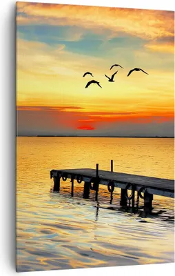 Produktbild von Bild auf Leinwand - Leinwandbild - Einteilig - Strand landschaft wasser brücke - 80x120cm - Wand Bild - Wandbilder - Leinwanddruck - Wanddekoration - Leinwand bilder - Wandbild - PA80x120-2535