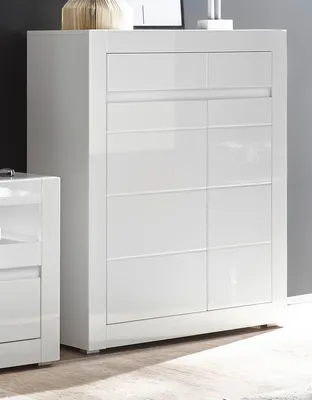 Produktbild von Kommode "Nobile" in Hochglanz weiß grau Sideboard 100 x 112 cm