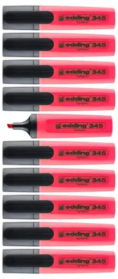 Immagine prodotto di Evidenziatore edding 345 evidenziatore rosso punta cuneiforme Confezione da 10