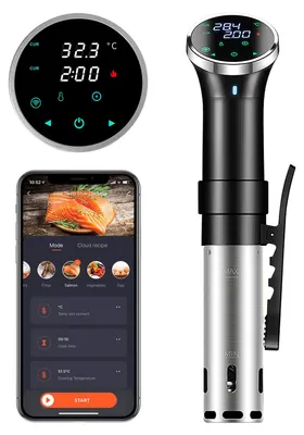 Sous Vide Stick 1100 W, WiFi, 25-95 °C, Timer, IPX7, Edelstahl