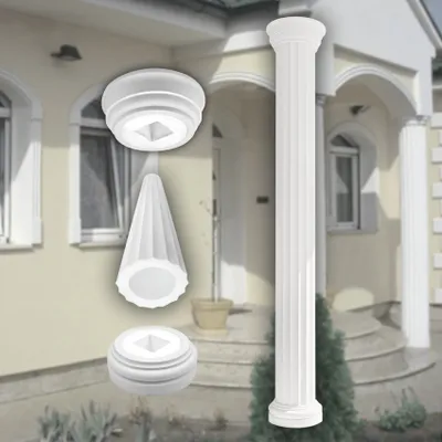 Produktbild von PRESTIGE DECOR Säule mit Grat-Kannelierung 2m 305x305mm Säulenschaft Kunstharzputz weiß, Fassadenverkleidung aussen Stucksäule Wandverkleidung (LC102 Komplettset 3, vollrund)