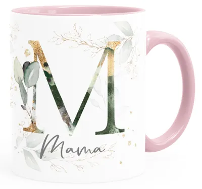 Produktbild von Kaffee-Tasse Mama Wunschtext Monogramm personalisierte Geschenke Muttertag SpecialMe® weiss-innen-rosa Keramik-Tasse