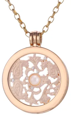 Produktbild von Morella Damen Halskette gold 70 cm Edelstahl mit Amulett und Coin 33 mm Windornament in Schmuckbeutel