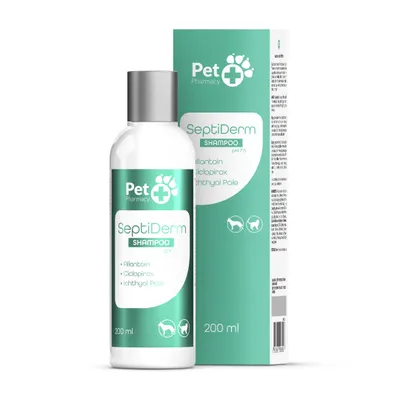 Imagen del producto de Champú SeptiDerm para mascotas, 200 ml – Champú especial para perros y gatos – ideal para pieles propensas a la seborrea