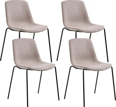Produktbild von BELIANI Esszimmerstuhl 2er Set Beige Stoff Gepolstert mit Schwarzen Metallbeinen Hohe Rückenlehne Ohne Armlehnen Modernes Design für Küche Esstisch