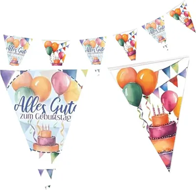 Produktbild von Happy Birthday Wimpelkette 4–5 m – bunte Watercolor Deko für den Geburtstag