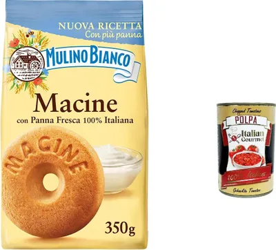 Produktbild von 6x Mulino Bianco Macine Kekse mit 100% italienischer Frischrahm 350 g biscuits cookies + Italian Gourmet polpa 400g