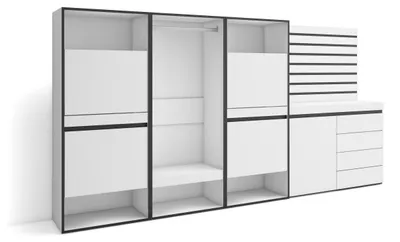 Schoenenkast 287x145x35 cm, 2 Klappen, 2 offene Fächer, weiß