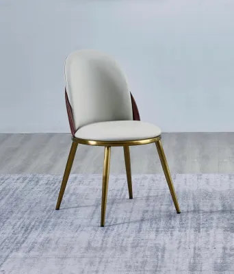 Produktbild von Weiß-Goldener Stuhl Stilvoller EInsitzer Polsterstühle Edelstahlstühle