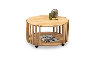 Produktbild von Couchtisch Mats 2 aus massiver Wildeiche mit Ablagefach, 40 cm hoch, 70 cm tief