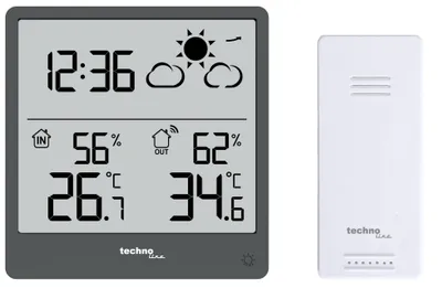 Produktbild von Technoline WS9138 Funk Wetterstation, Innen- und Außentemperatur, Luftfeuchtigkeit, kompakt 90x93 mm