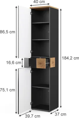 Produktbild von Badschrank Vicco Eden Anthrazit 40 x 184.2 cm, Model 36899