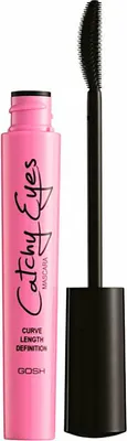 A pink mascara tube with its applicator wand shown separately against a white background.