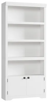 Produktbild von Bücherregal 5 Ebenen mit 2 Türen Breite 80 cm (W800) Standregal Aktenschrank MDF Warmweiß Relief