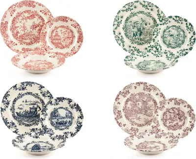Image de Excelsa Service d'assiettes 12 pièces Les Voyages céramique multicolore