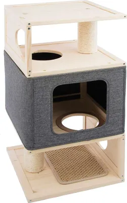 Produktbild von Limal Katzenhaus Katzenturm Kratzbaum Kratzturm Indoor 79,5 x 40 x 40 cm grau