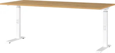 Schreibtisch höhenverstellbar 180x91x80 cm Eiche/Weiß