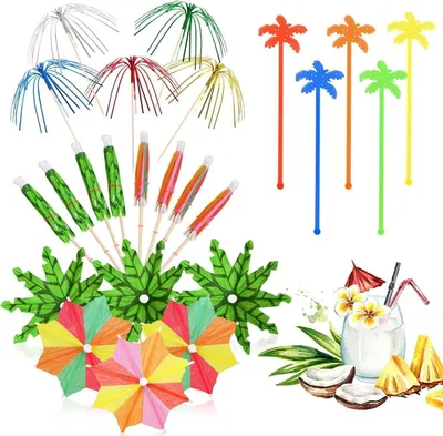 Image de Accessoires de fête 100 pcs piques à cocktail Décoration Cocktail Parapluie Accessoires de bar pour les décorations de fête d'été Mariage