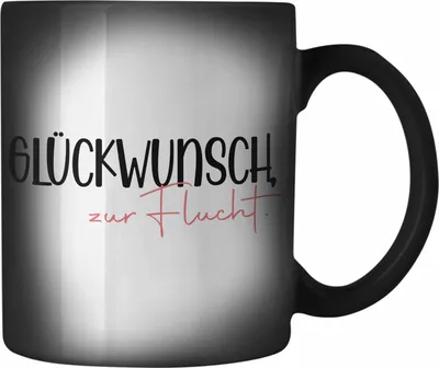 Produktbild von Trendation - Jobwechsel Farbwechsel Zauber-Tasse Geschenk Kollegin Kollege Lustig Abschiedsgeschenk Spruch Glückwunsch Zur Flucht Abschied (Schwarz)