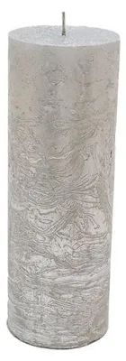 Image de Bougie décorative Branded, diamètre 7 cm, hauteur 20 cm, argentée, durée de combustion d'environ 90 heures.