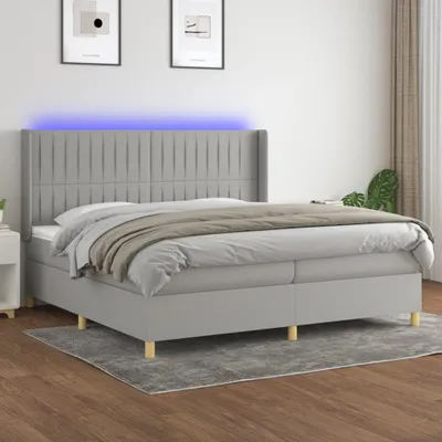 Produktbild von Maison Exclusive - Boxspringbett mit Matratze & LED Hellgrau 200x200 cm Stoff