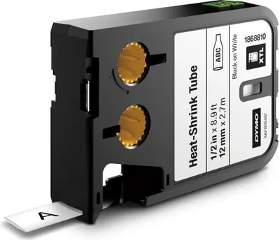 Zdjęcie produktu dla DYMO XTL 2,7m rurki termokurczliwej ciągłej (12 mm) na kabel o Ǿ Min. 2.6mm – Max. 7.6mm | Czarny na białym, Czarny na białym, Czarny, Termotransferowy, Belgia, UL 224, MIL-M-81531, MIL-STD-202G, SAE-DTL- 23053/5 (Class 1/3)