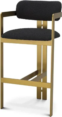 Produktbild von Casa Padrino Luxus Barstuhl Schwarz / Messing 53 x 44,5 x H. 107 cm - Gepolsterter Edelstahl Barhocker - Luxus Barmöbel