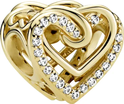 Produktbild von Pandora Charm 769270C01 Sparkling Entwined Hearts 14k gold vergoldet Zirkonia
