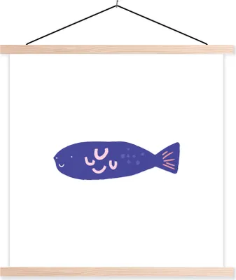 Produktbild von MuchoWow® Textilposter Fisch - Pastell - Lila 60x60 cm mit holzfarbenen Rahmen - Wanddekoration