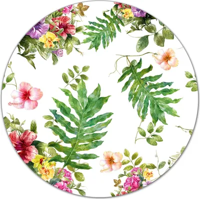Produktbild von Glas-Herdabdeckplatte Glaskeramikkochfeld-Abdeckung Schneideplatten - 40 cm - Blätter und Blumen