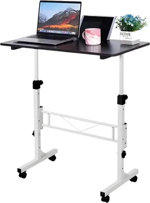 Produktbild von Mobiler Sitz-Steh-Laptoptisch – Höhenverstellbarer Schreibtisch mit Rollen – Schwarz – Für Home Office, Studium & Laptoparbeit