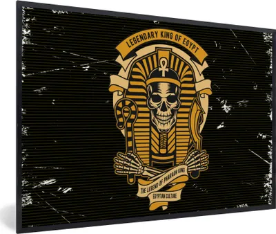 Produktbild von MuchoWow® MuchoWow® Gerahmtes Poster Pharao - Skelett - Retro - Zeichnung 30x20 cm - Poster mit zchwarzem Bilderrahmen - Kunstdruck - Bild-Poster