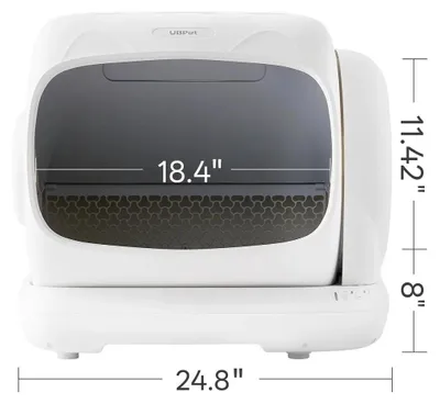 Zdjęcie produktu dla Robotail C42 - Automatyczna, samoczyszcząca toaleta dla kota - Bardzo duża (66x54x63 cm) - Sterowanie za pomocą aplikacji - Cicha (42 dB) - Dla wielu kotów, o wadze od 1 do 15 kg - Półotwarta - Biała