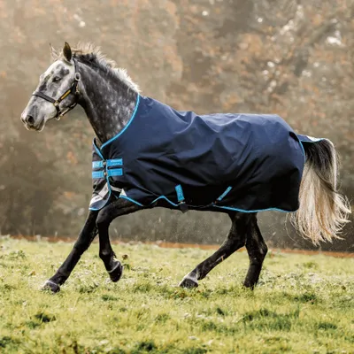 Produktbild von Horseware Amigo Bravo 12 50g Turnout Regendecke Navy/Turquoise, Horseware Deckengröße:160 cm / 7´0