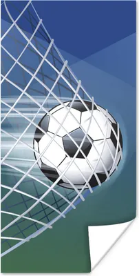 Produktbild von MuchoWow® Poster Eine Illustration eines Fußballs im Netz - Jungen - Mädchen - Kinder 60x120 cm - Wandschmuck