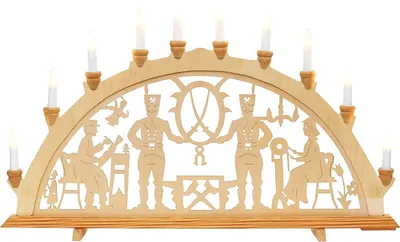 Produktbild von HOLZ-SCHWIBBOGEN „BERGLEUTE“ LICHTERBOGEN BERGMANN 10-flammig