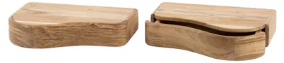 Image de Table de chevet FURNLUX en acacia biologique 40 cm (2 pièces) / Couleur principale : marron / Dimensions : 40 x 8 x 25 cm