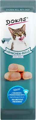 Produktbild von Dokas Cat Snack Hühnchen-Rolle mit Rind 10g
