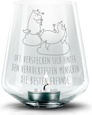 Produktbild von Mr. & Mrs. Panda Laterne Einhorn Sekt - Transparent - Geschenk, Kerzenhalter, Teelichthalter, Einhörner, Glas Windlicht, Party, Unicorn, Korken, Freundin