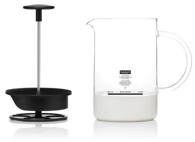 Produktbild von Bodum 1446-01 Milchschäumer mit Glasgriff Latteo, schwarz, H 18cm, B 15,6cm, L 10cm